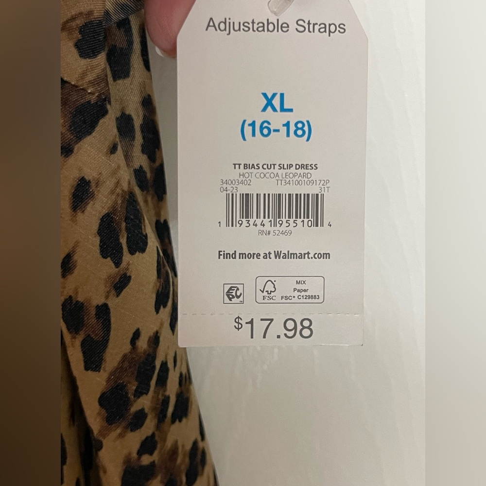 NWT: TIME AND TRUTru Brown Leopard Midi Slip Dress Size 16-18 - Picture 7 of 9
